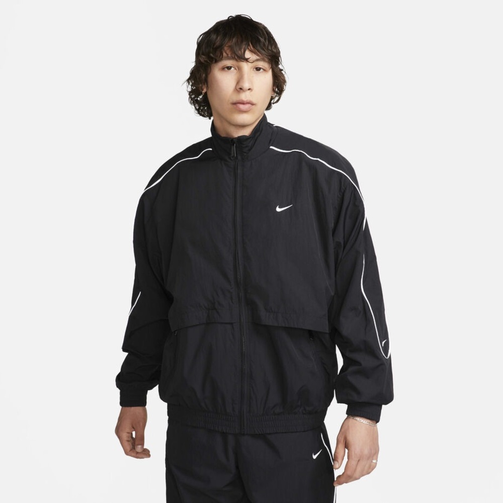 Nike Sportwear Solo Swoosh Woven Black Men's Size XL Track Jacket FB8622-010